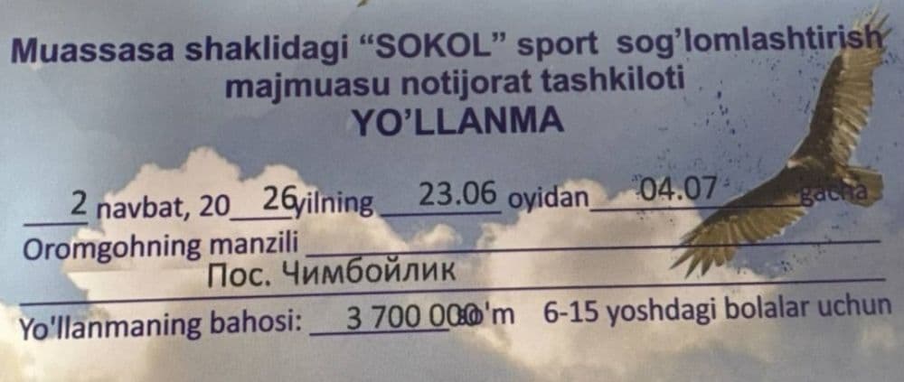 Путёвка в лагерь сокол на 2 смену