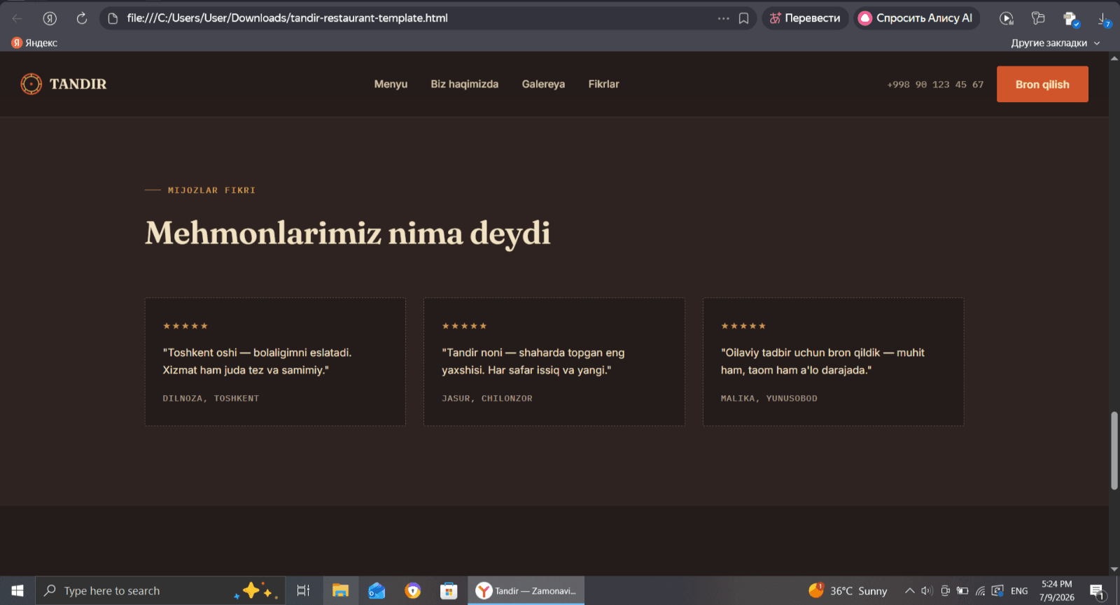 Saytingiz yo'qmi? Bugun boshlaymiz. 🖥️ Zamonaviy veb-dizayn — tez, sifatli, arzon