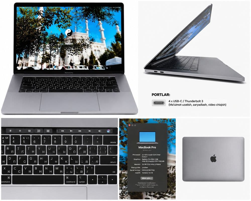 Macbook pro 15 2017 / i7 / 16gb / 500gb SSD / Touch bar / Sikl 247